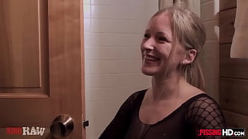 Hot Blonde In A Gas Mask Gets Peed On