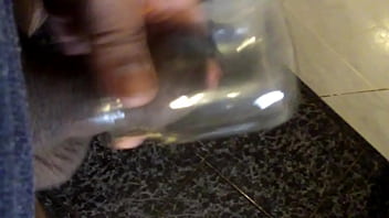 Mastubating With Glass Of Yogur