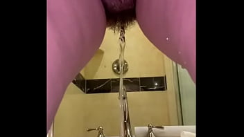 Hairy Pussy Peeing On Hubby' Small Cock