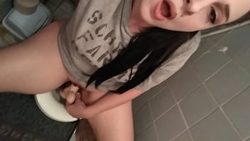 Hot Toilet Handjob With Golden Shower