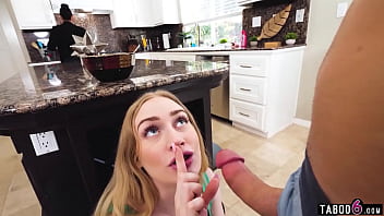 Teen Stepsister Emma Starletto Hides The Kitchen Blowjob From Our Step Mom