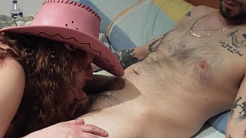 My Friend Gives Me A Blowjob With A Cowgirl Hat