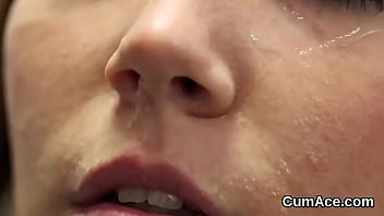 Slutty Doll Gets Jizz Shot On Her Face Swallowing All The Love Juice