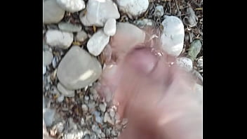 Wank Outdoor Public River Rhine Huge Cock