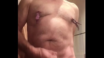 Wanking While Working My Nipples