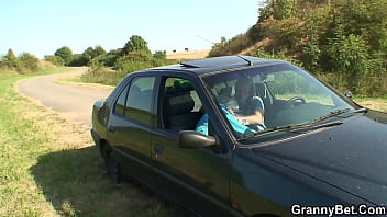 90 Years Old Granny Pleases Young Guy Roadside