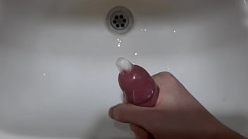 Cumming Into Condom In Bathroom