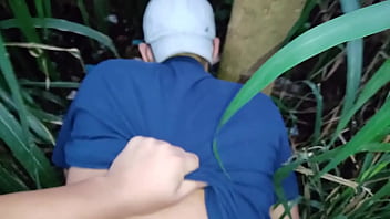 Married Man Giving His Ass While It Gets Dark In The Bush