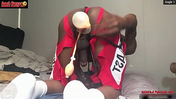 Using Huge Dildo To Up His Destroyed Hole - The Ass Bouquet Of Buttplug With The Inflatable Pumps, Moaning With A Prolapsed Black Eye - Ass Monkey - Theamofficial
