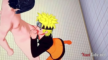 Naruto Yaoi - Naruto _ Sasuke Having Sex In School' Restroom And Cums In His Mouth And Ass. Bareback Anal Creampie 1/2