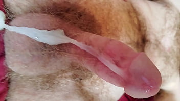 Close Up Of A Gentle Stream Of Cum Flowing From Of My Cock