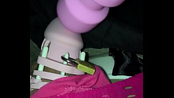 Sissy Cd Sasha Rose Using A Vibrator On Her Chastity Cage