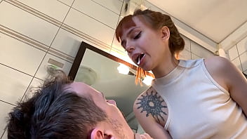 Petite Mistress In Panties Brushes Her Teeth And Spits Into A Slave' Mouth