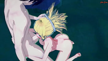 Kohaku Gives A Great Blowjob Before Letting Him Cum All Over Her Face And Tits - Dr Stone Hentai.