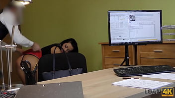 Loan4k. Adventurous Clerk Lures A Hottie Into Riding Him On The Table