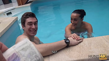 Hunt4k. Slim Brunette Has Sex With Stranger By The Pool Near Her Man