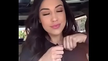 Black Haired Girl Pulls Out Huge Tits In Car