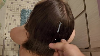 Cumshot In Hair Fetish Cum And Brush Through Dry Hair