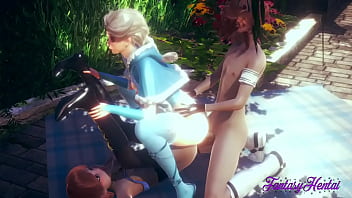 Frozen Hentai - Elsa _ Anna Fucked And Fingering Threesome - Anime Manga Japanese Disnery Porn