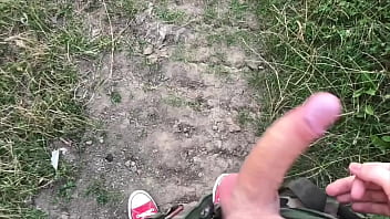 Teen Boy Jerking His Big Dick Using Two Hands Outdoor / Fit Boy /hot / Cute
