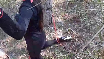 Tied To A Tree On A Sexy Outfit, Masked And Outdoor Deepthroat With No Mercy - stockings, teen, sexy, sucking, outdoor, petite, blowjob, slut, skinny, deepthroat, high-heels, ling - Video 2181947