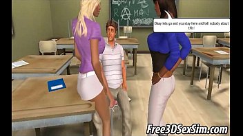 Two Hot 3d Babes Using Their Charms On Some Geeks