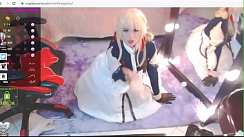 Blonde Hentai Cosplay Slut Sucks Dildo On Webcam