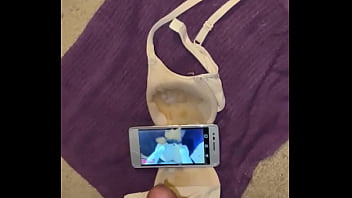 Busting A Phat Nut On A Phone And Bra