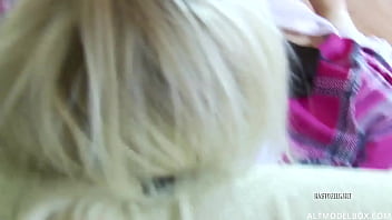 Amateur Small Tits Blonde Babe Pleasuring Herself With A Gun