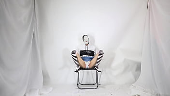 Girl' Skirt Wearing A Noh Mask