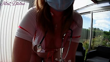 Cumshot On Nini The Nurse' Natural Boobs And Her Huge Ass!