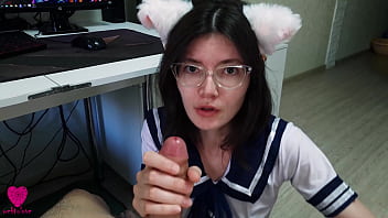 Cute Chan With Cat Ears In A Sexy Suit Was Eager To Satisfy Her Hunger With Her Senpai' Sperm