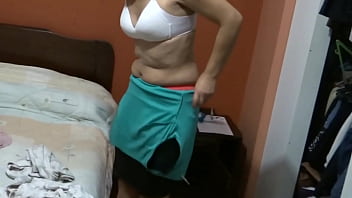 My Step Aunt' Stepdaughter Gets Dressed And Undresses In Front Of Me, She Asks Me To Masturbate And Give Her A Cumshot On Her Ass