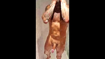 Tattooed Guy Has A Hot Wank In The Shower