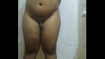 Ebony Shemale Thot Washing Her Thick Ass