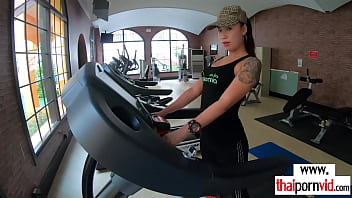 Busty Amateur Thai Teen Relaxing On A Big White Cock After Workout