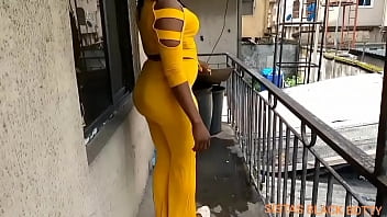 Stepmom To Sweep The Balcony But Ended Up Fucking Our Neighbors Husband Who Has A Monster Cock