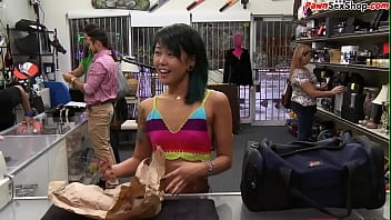 Asian Pawnshop Guest Buffing The Knob And Getting Doggystyled