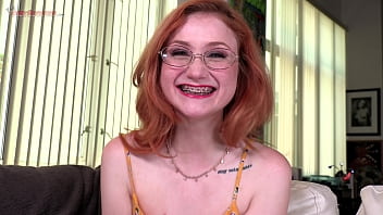 Watch The Braces As Redhead Cute Girl Scarlet Skies Sucks Dick!