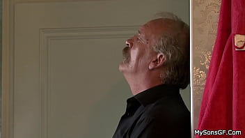 Horny Granpa Licks Young Woman Shaved Pussy