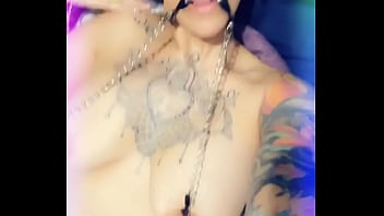 Tatted Latina With Nipple Clamps