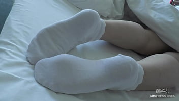 Enticing Mistress Legs In White Socks Greets The Morning