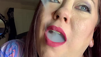 Bbw Mistress Tina Snua Smoking A Cork Cigarette With Nose Exhales, Snap Inhales, Smoke Rings _ Drifting