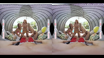 Naughty America - Co-ed Babes April Snow, Lilly Bell, And Skylar Snow, Enjoy Their Summer Vacation Riding Cock At The Pool