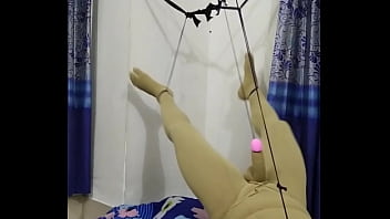 Zentai Femdom Slave Penis Hang