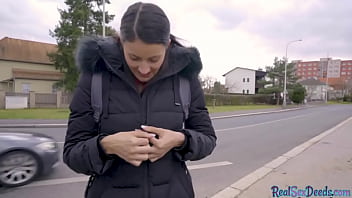 Lonely Brunette Shows Tits Before Pickup And Has Public Sex