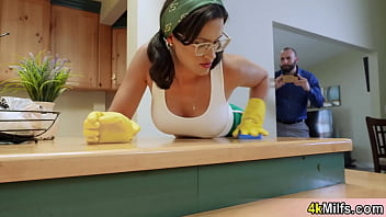 Busty Milf Maid Waxing Her Dirty Landlords Big Dick