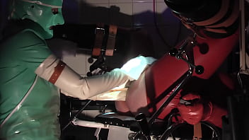 Rubbernurse Agnes - Jade Green Clinic Nurse Dress With Mask, White Gloves, Clear Pvc Apron, Part 3, Elbow Deep Anal Fisting And Handjob At The Same Time With Cum