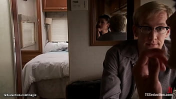 Shemale Fucks Blond Guy In Camper