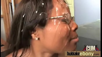 Ebony Surrounded By Several White Dicks 15